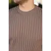 Erkek Fitilli Bisiklet Yaka Kısa Kollu Tişört