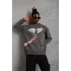 Erkek Güvercin Baskılı Sweatshirt - Gri