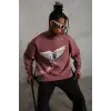 Erkek Güvercin Baskılı Sweatshirt - Gül Kurusu