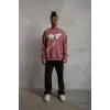 Erkek Güvercin Baskılı Sweatshirt - Gül Kurusu