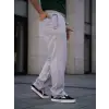 Erkek Keten Cepli Çıma Dikişli Jogger Buggy Pantalon Rahat Kalıp - Gri