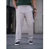 Erkek Keten Cepli Çıma Dikişli Jogger Buggy Pantalon Rahat Kalıp - Gri