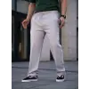 Erkek Keten Cepli Çıma Dikişli Jogger Buggy Pantalon Rahat Kalıp - Gri