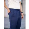 Erkek Keten Cepli Çıma Dikişli Jogger Buggy Pantalon Rahat Kalıp - Lacivert