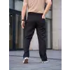 Erkek Keten Cepli Çıma Dikişli Jogger Buggy Pantalon Rahat Kalıp - Siyah