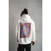 Erkek Kilim Desen Kapüşonlu Sweat- Beyaz