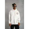 Erkek Kilim Desen Kapüşonlu Sweat- Beyaz