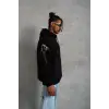 Erkek Maske Baskılı Kapüşonlu Sweat - Siyah