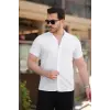 Erkek Ottoman Kumaş Apaj Yaka Kısa Kollu Gömlek