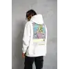 Erkek Patel Six Baskılı Kapüşonlu Sweat - Beyaz