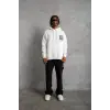 Erkek Patel Six Baskılı Kapüşonlu Sweat - Beyaz