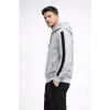 Erkek Şeritli Kapüşonlu Sweatshirt Oversize 3 Iplik Pamuklu - Beyaz