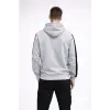 Erkek Şeritli Kapüşonlu Sweatshirt Oversize 3 Iplik Pamuklu - Beyaz