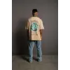 Erkek Sırt Baskılı T-shirt - Bej
