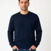 Erkek Üç İplik Düz Bisiklet Yaka SweatShirt - Lacivert