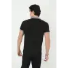 Erkek Yakalı Slim Fit Baskılı T-Shirt - Siyah