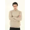 Erkek Yarım Balıkçı Yaka Triko Kazak - Bej