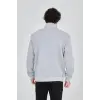 Erkek Yarım Fermuarlı Baskılı Sweat - Gri