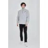 Erkek Yarım Fermuarlı Baskılı Sweat - Gri