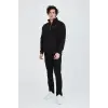 Erkek Yarım Fermuarlı Baskılı Sweat - Siyah