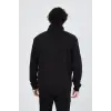Erkek Yarım Fermuarlı Baskılı Sweat - Siyah