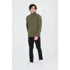 Erkek Yarım Fermuarlı Baskılı Sweat - Yeşil