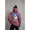 Erkek Yıldırım Baskılı Kapşonlu Sweat - Gül Kurusu