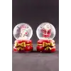 2 Adet Yeni Yıl Noel Baba Temalı Kurdele Detaylı Mini Boy Işıklı Kar Küresi 6,5 cm B