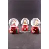 3 Adet Yeni Yıl Noel Baba Temalı Karışık Mini Boy Işıklı Kar Küresi 6,5 cm