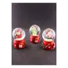 3 Adet Yılbaşı Noel Baba ve Kardan Adam Temalı Mini Boy Işıklı Kar Küresi 6,5 cm A