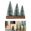 3 Lü Set Nevada Mini Çam Ağaçları Meşe Kütük Üzerinde Yılbaşı Hediyesi  16-12-10  cm