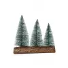 3 Lü Set Nevada Mini Çam Ağaçları Meşe Kütük Üzerinde Yılbaşı Hediyesi  16-12-10  cm