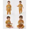 ieg™ 6/24 Ay Çizgili Kol Detaylı Baskılı Bebek Takımı