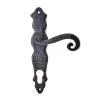 ieg™ Antika Tarz Dekoratif Pirinç Kıvrık Yale Kapı Kolu - 210x43 mm, Oksit