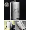 Aslan Temalı 9 Oz Paslanmaz Çelik Cep Matarası 266 Ml içki Viski Konyak Alkol Matarası