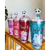 Bear Suluk Pipetli Buzlu Cam Görünümlü Led Işıklı 450 ML Çift Katman Mika 2093 Mor