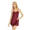 ieg™ Bordo Kısa Saten Gecelik 8231