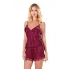ieg™ Bordo Saten Babydoll Şort Takımı