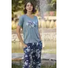 ieg™ Çiçek ve Yaprak Desenli ve Baskılı Pijama Takımı