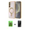 ieg™ Galaxy A15 4G Kılıf Nova Işık Özel Seri - Siyah 3D Antistatik Hayalet Cam Ekran Koruyucu + Raze Metal Kamera Lens - SH