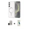 ieg™ Galaxy S24 Kılıf Nova Işık Özel Seri - Şeffaf Pasifik Cam Ekran Koruyucu + Bilvis Titan Kamera Lens - GD