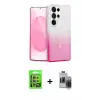 ieg™ Galaxy S24 Ultra Kılıf Eksen Minimal Özel Seri - Siyah Vanessa Magic Hayalet Cam + Raze Metal Kamera Lens - SI