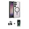 ieg™ Galaxy S24 Ultra Kılıf Nova Işık Özel Seri - Siyah 360 Mat Full Body Arka Koruyucu + PVD Metal Kamera Lens - GD