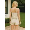 ieg™ Gri Çiçek Desenli Askılı Şortlu Pijama Takımı
