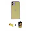 ieg™ iPhone 11 Kılıf Ahenk Çizgi Serisi - Siyah Buffer Cam Ekran Koruyucu + Rainbow Kamera Lens Koruma Cam - KI