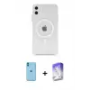 ieg™ iPhone 11 Kılıf Ahenk Yansıma Prime - Siyah Bilvis 5in1 3D Magic Cam Ekran Koruyucu + Neon Fosforlu Kamera Lens - MI