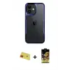 ieg™ iPhone 11 Kılıf Akış Çizgi Koleksiyonu - Siyah Buffer Cam Ekran Koruyucu + Rainbow Kamera Lens Koruma Cam - KI