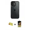 ieg™ iPhone 11 Kılıf Akış Çizgi Koleksiyonu - Siyah Buffer Cam Ekran Koruyucu + Rainbow Kamera Lens Koruma Cam - KI
