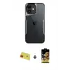ieg™ iPhone 11 Kılıf Akış Çizgi Koleksiyonu - Siyah Buffer Cam Ekran Koruyucu + Rainbow Kamera Lens Koruma Cam - KI