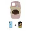 ieg™ iPhone 11 Kılıf Akış Yansıma - Siyah Buffer Cam Ekran Koruyucu + Neon Fosforlu Kamera Lens - TU